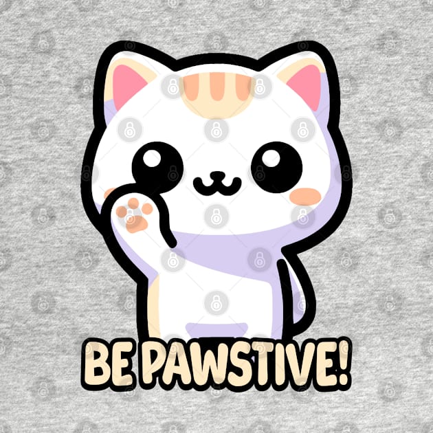 Be Pawsitive! Cute Cat Pun by Cute And Punny